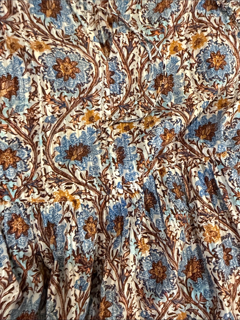 Ulla Johnson Blue and Brown Floral Ruffle Dress - Picture 6 of 6